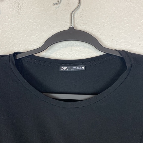 Zara black ruched front padded shoulder tunic tank - Picture 3 of 5